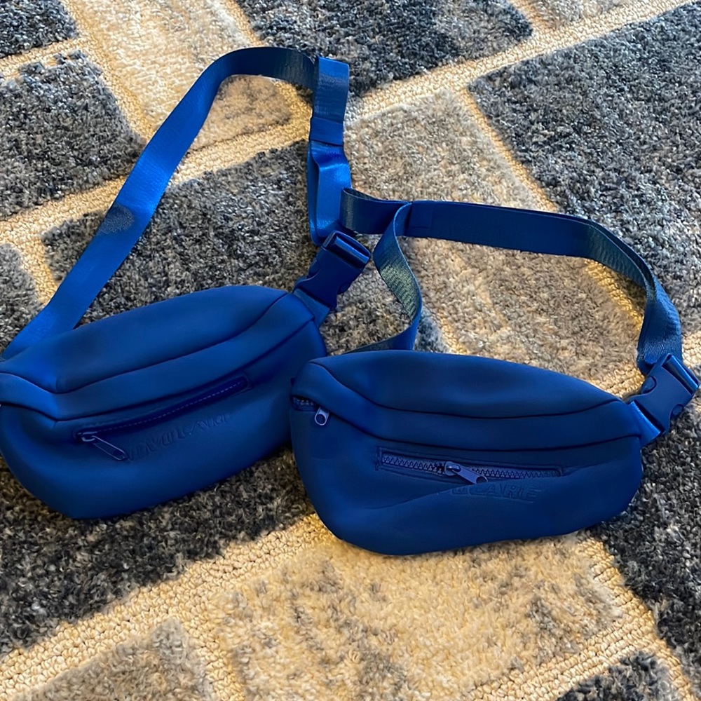 Bundle Of 2 Advocare Fanny Packs Blue Belt Bags New Adjustable Waist Zip Hiking